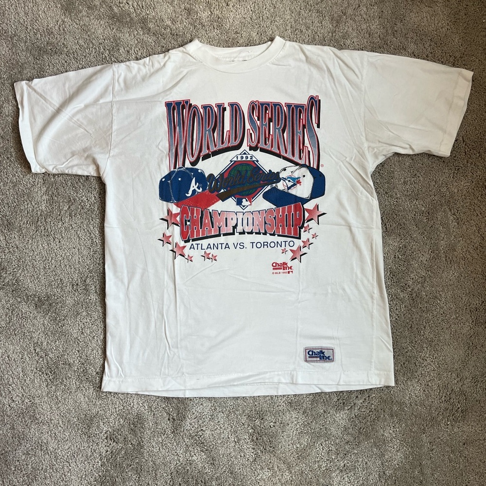 Atlanta Braves Vintage 1992 MLB Men White Tee Shirt